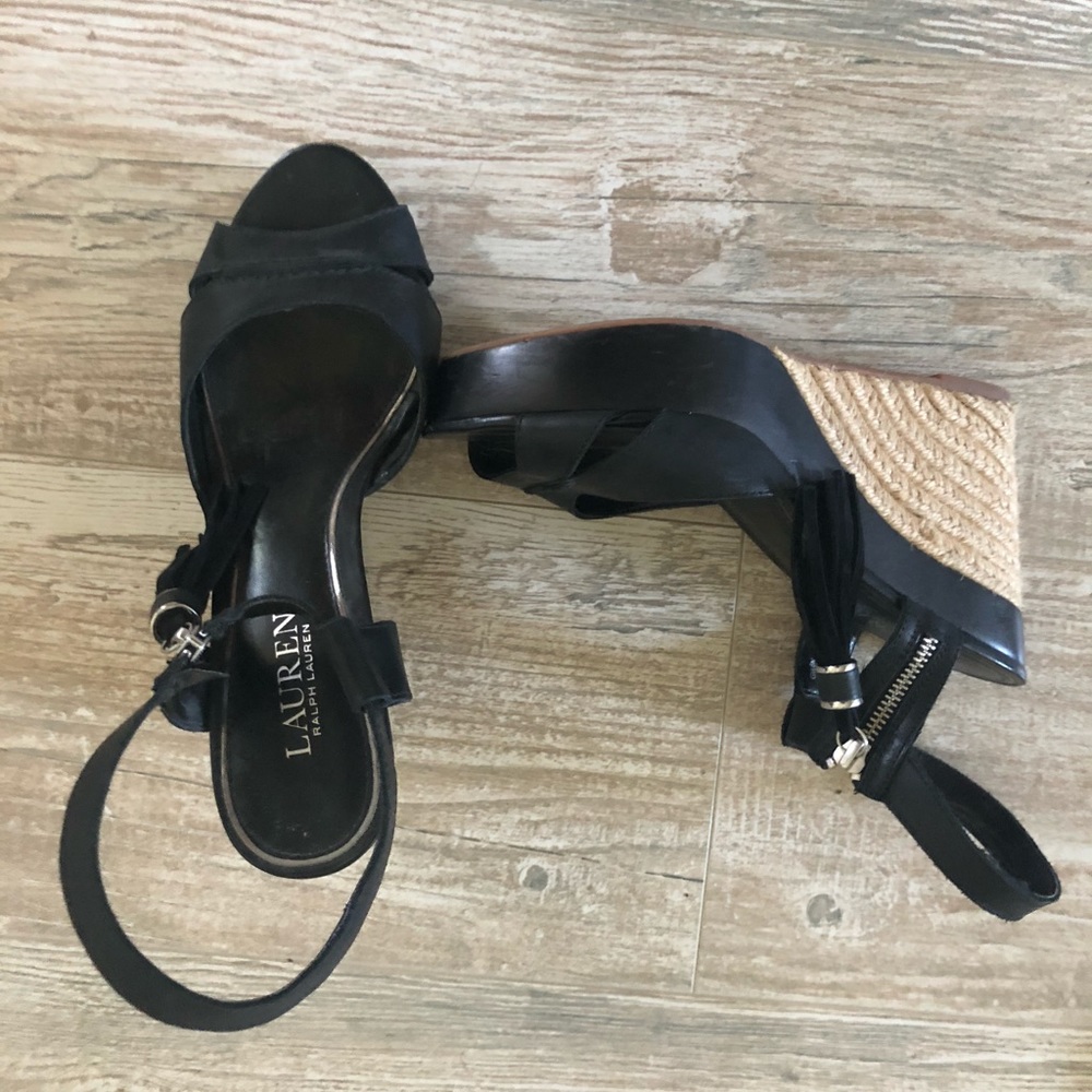 Black Ralph Lauren Tassel Wedge